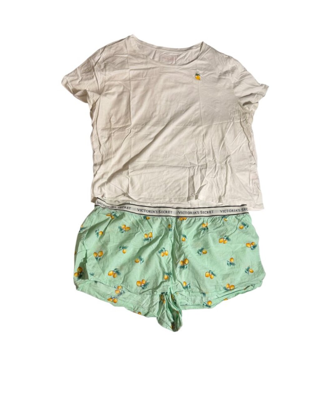 Victoria's Secret White/Green Pajama Short Set, XXL